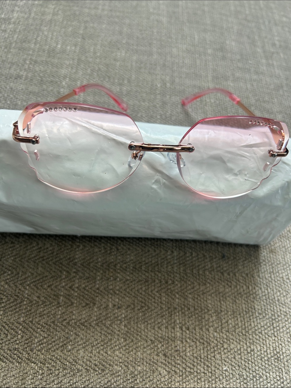Kids Pink Rimless Sunglasses